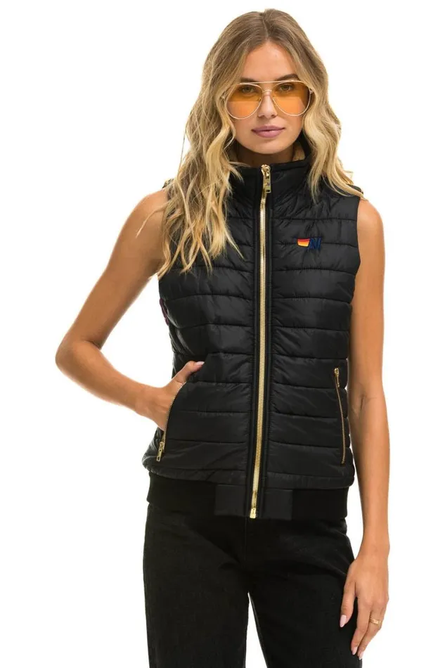 Women Vests Aviator Nation Sunburst Vest 8211 Black