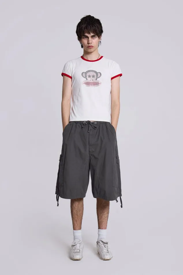 Women Vintage Grey Oversized Cargo Shorts Jaded London Shorts and Jorts