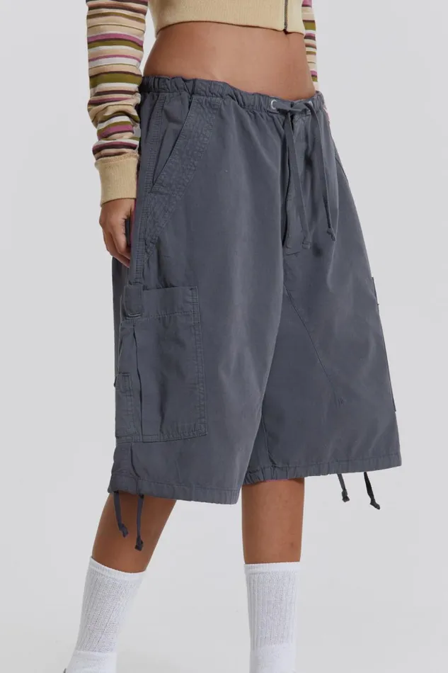 Women Vintage Grey Oversized Cargo Shorts Jaded London Shorts and Jorts