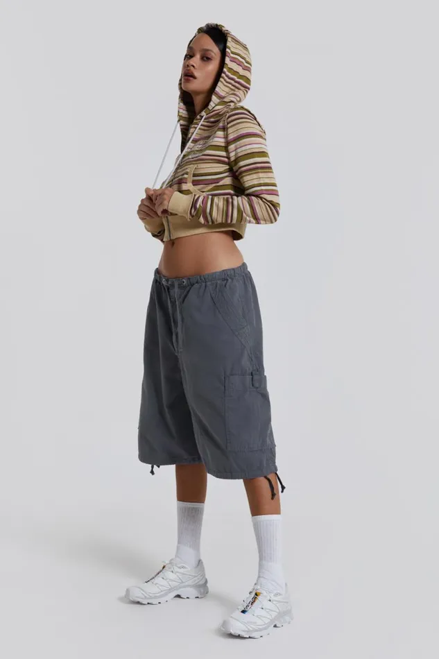 Women Vintage Grey Oversized Cargo Shorts Jaded London Shorts and Jorts