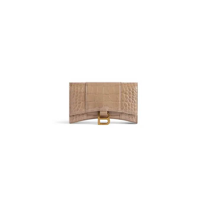 Women Wallets On Chain Balenciaga Hourglass Wallet On Chain Crocodile Embossed In Brown Women Wallets On Chain Balenciaga Hourglass Wallet On Chain Crocodile Embossed In Brown