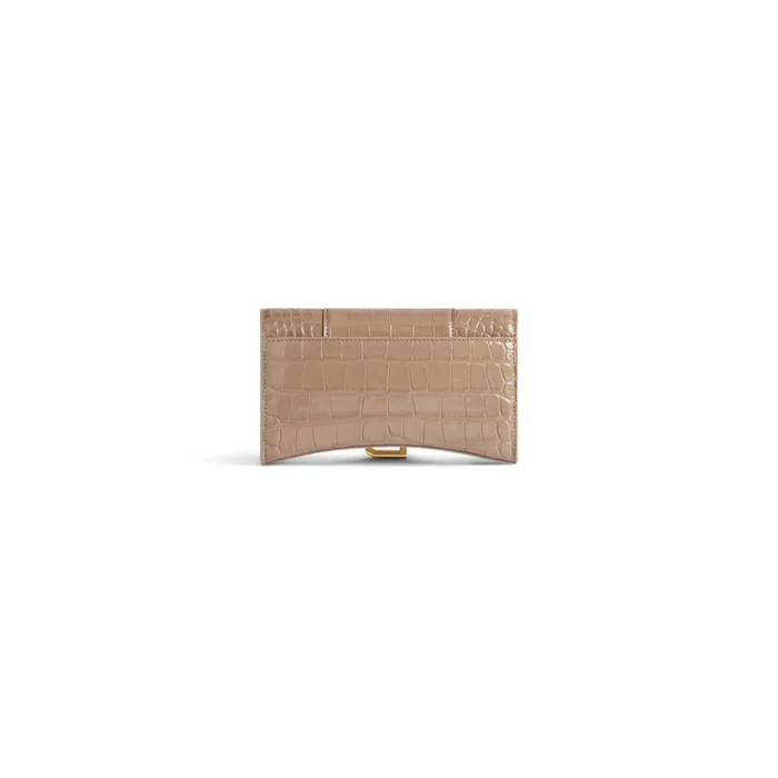 Women Wallets On Chain Balenciaga Hourglass Wallet On Chain Crocodile Embossed In Brown