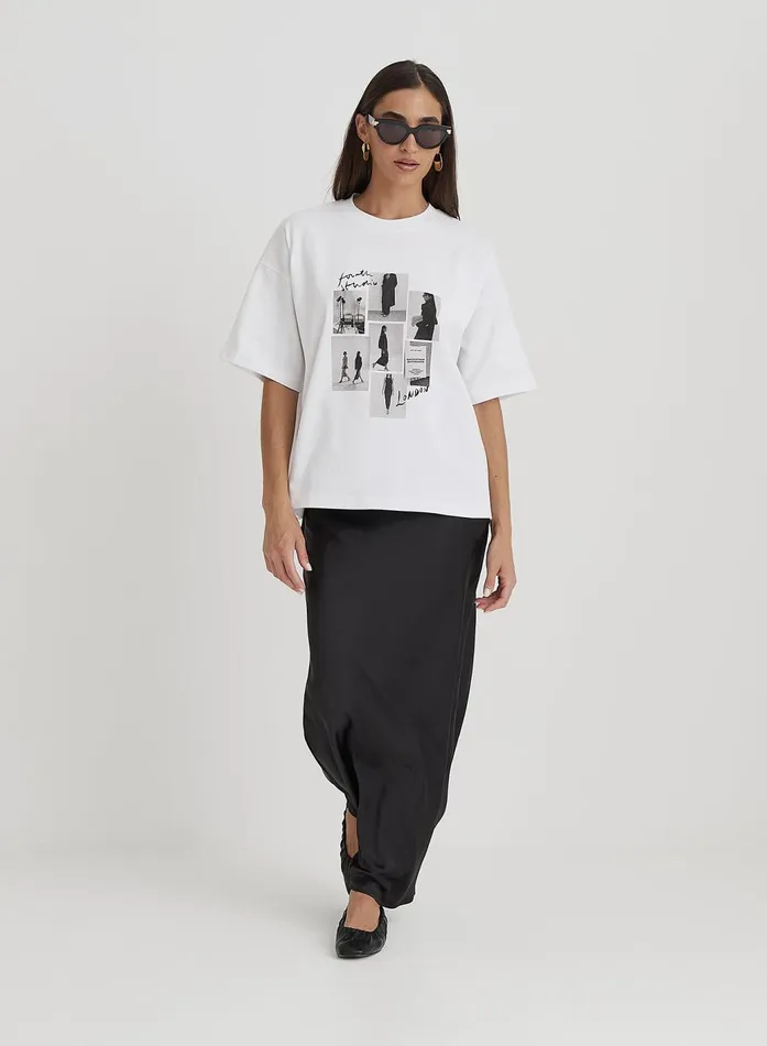 Women White Catwalk Polaroid Graphic TShirt Bruni 4th and Reckless Tops