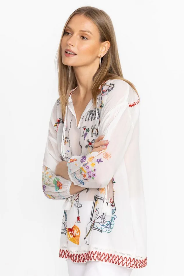 Women ZADONIA BLOUSE White Johnny Was Tops Women ZADONIA BLOUSE White Johnny Was Tops