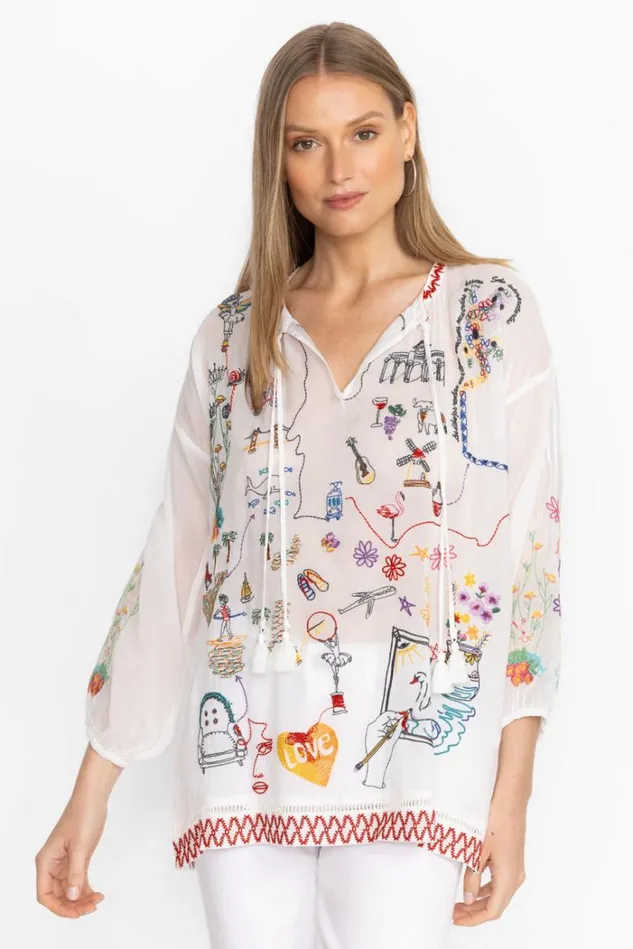 Women ZADONIA BLOUSE White Johnny Was Tops Women ZADONIA BLOUSE White Johnny Was Tops