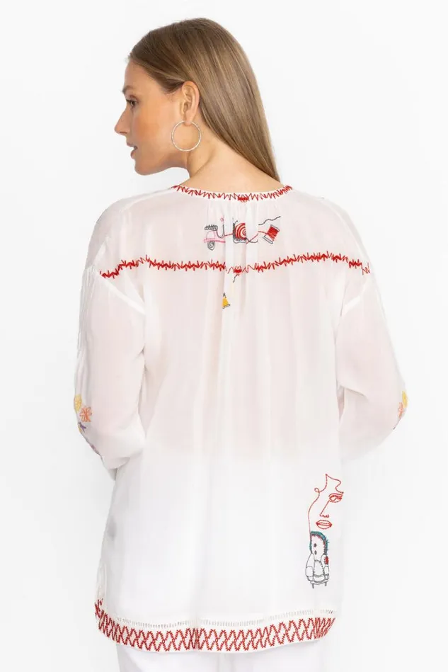 Women ZADONIA BLOUSE White Johnny Was Tops Women ZADONIA BLOUSE White Johnny Was Tops