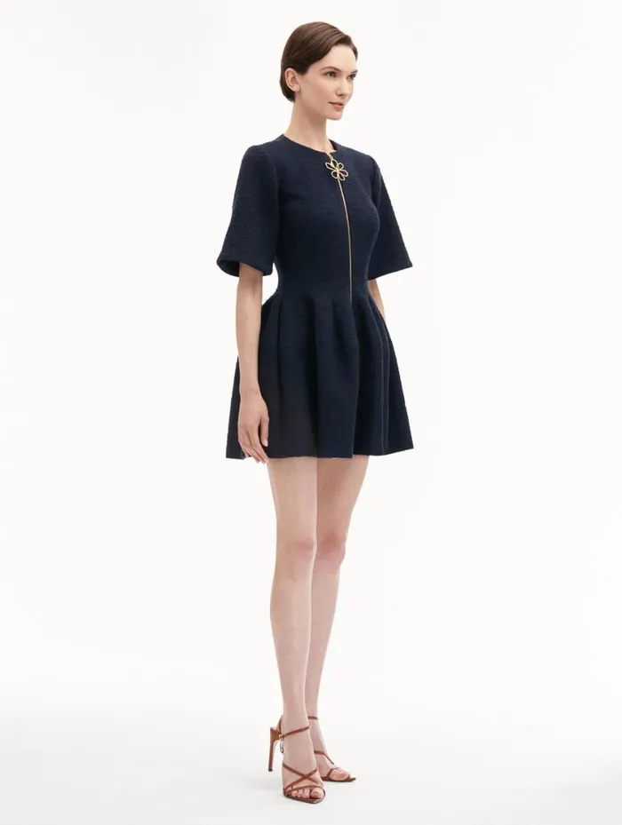 Women Zip Front Tweed Dress Navy Oscar De La Renta Dresses Women Zip Front Tweed Dress Navy Oscar De La Renta Dresses