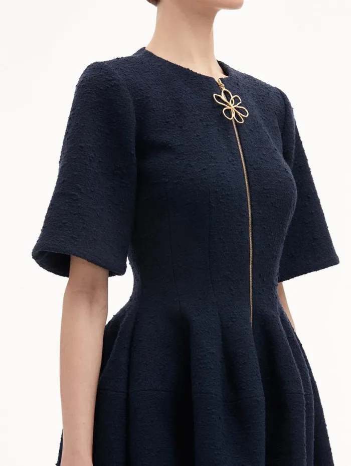 Women Zip Front Tweed Dress Navy Oscar De La Renta Dresses Women Zip Front Tweed Dress Navy Oscar De La Renta Dresses