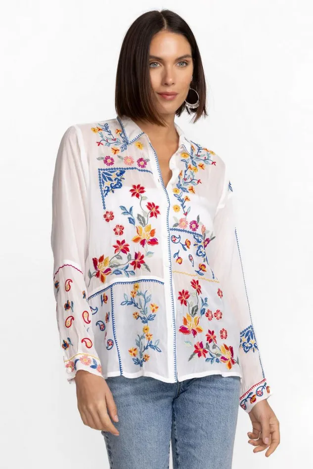 Women ZODEA COLLAR BLOUSE White Johnny Was Tops
