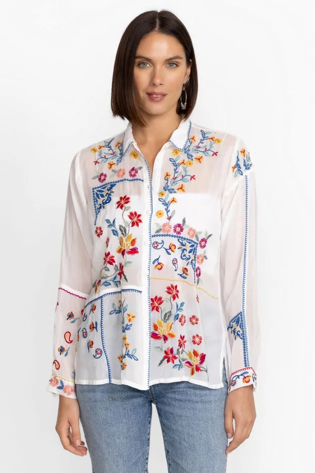 Women ZODEA COLLAR BLOUSE White Johnny Was Tops Women ZODEA COLLAR BLOUSE White Johnny Was Tops