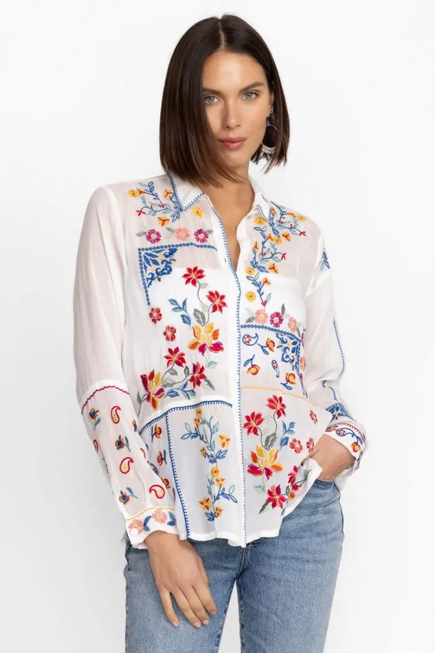 Women ZODEA COLLAR BLOUSE White Johnny Was Tops Women ZODEA COLLAR BLOUSE White Johnny Was Tops