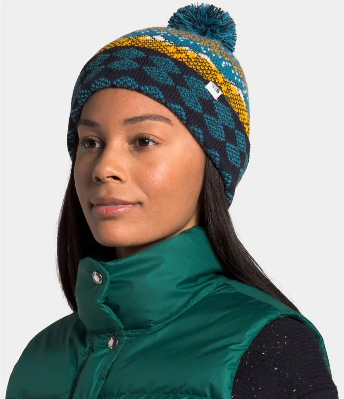 Womens Fair Isle Beanie Mallard Blue The North Face Beanies and Scarves