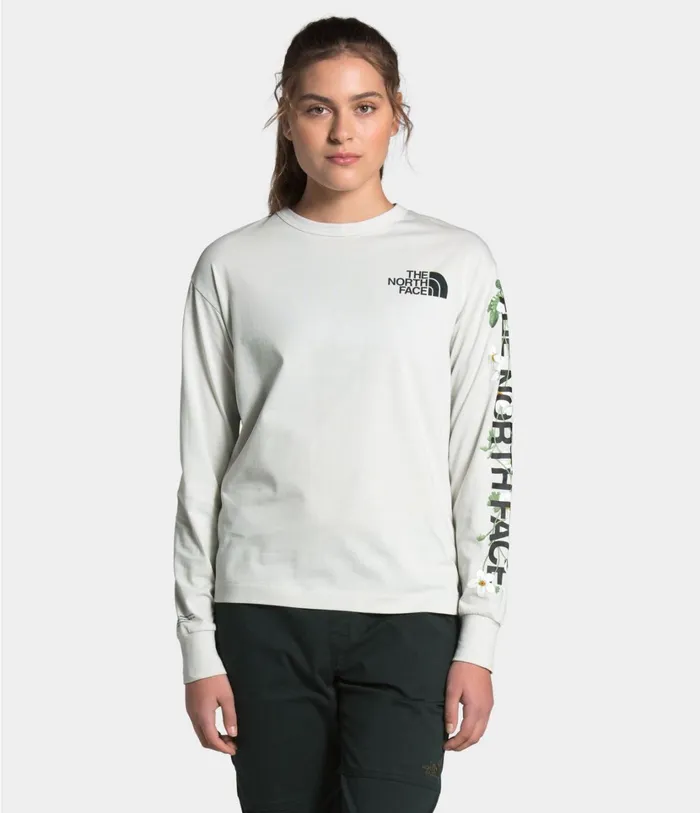 Womens Long Sleeve Himalayan Bottle Source Tee Light Tin Grey The North Face TShirts