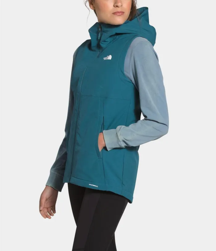Womens Shelbe Raschel Hooded Vest Mallard Blue The North Face Fleece