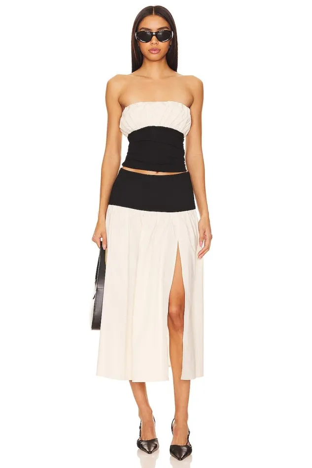 X Anja Dujakovi Mac Midi Skirt Black and Ivory Women Lovers and Friends Skirts
