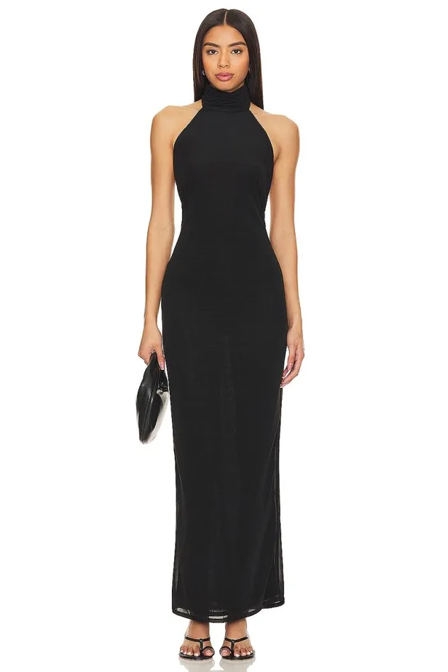 X Anja Dujkovi Ula Sheer Maxi Dress Black Women Lovers and Friends Dresses