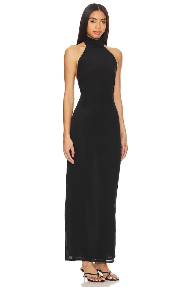 X Anja Dujkovi Ula Sheer Maxi Dress Black Women Lovers and Friends Dresses