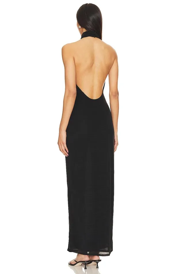X Anja Dujkovi Ula Sheer Maxi Dress Black Women Lovers and Friends Dresses