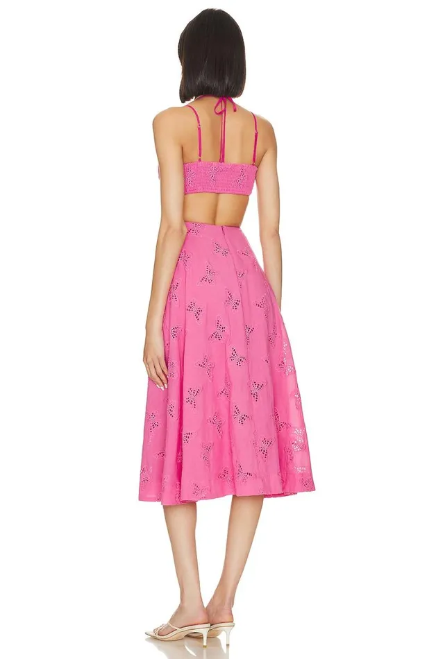 X Jetset Christina Farrah Midi Dress Fuchsia Pink Women Lovers and Friends Dresses