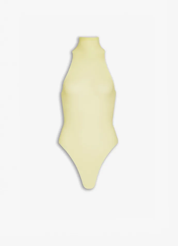 Yellow Fitted Body In Fine Knit Women Alaa Bodysuits and Leggings