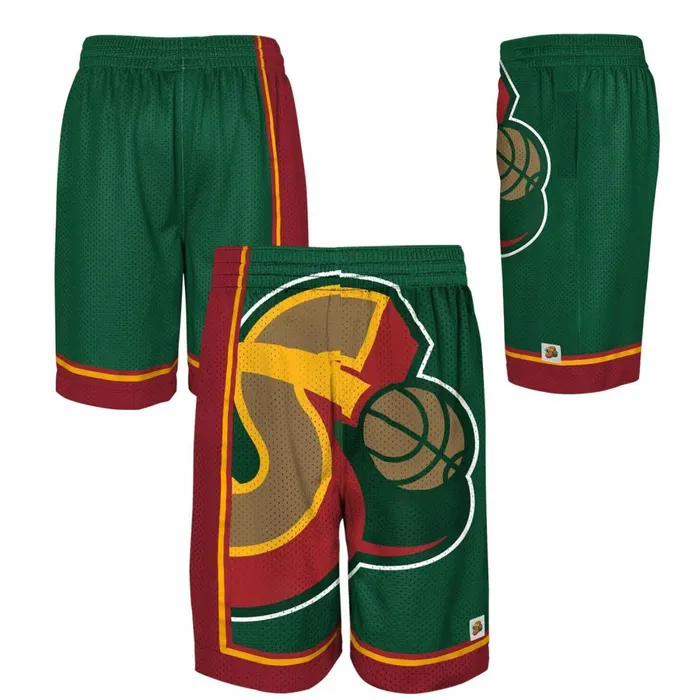 Youth Big Kids Mitchell and Ness Big Face Shorts Seattle SuperSonics Youth Big Kids Mitchell and Ness Big Face Shorts Seattle SuperSonics