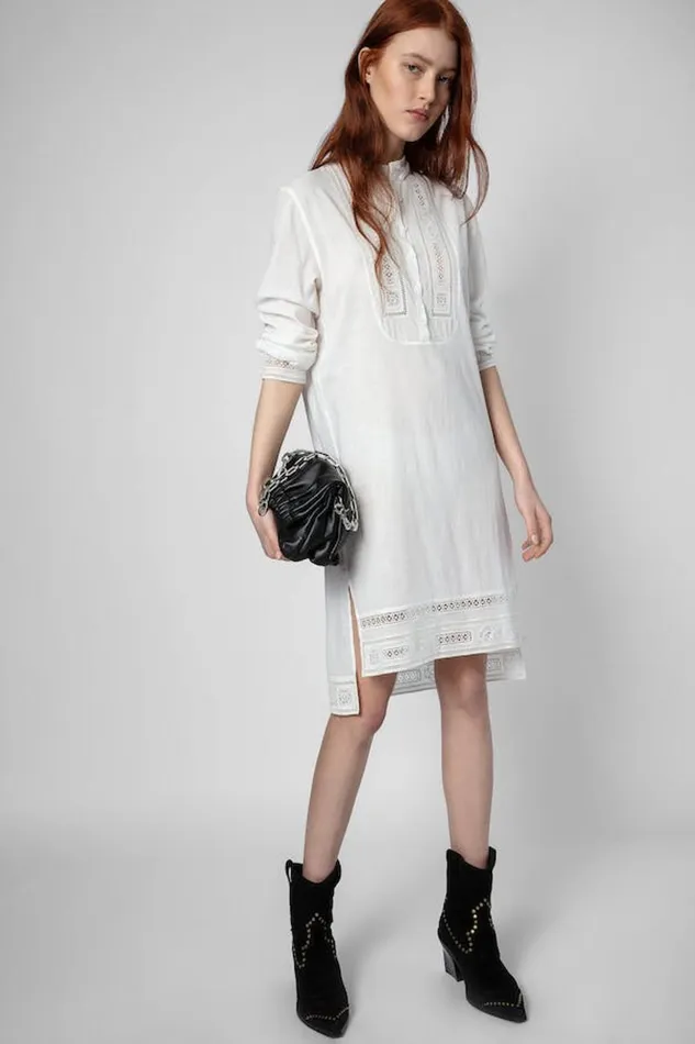 Zadig and Voltaire Dresses REDDA COTTON DRESS WHITE 8211 Women Zadig and Voltaire Dresses REDDA COTTON DRESS WHITE 8211 Women