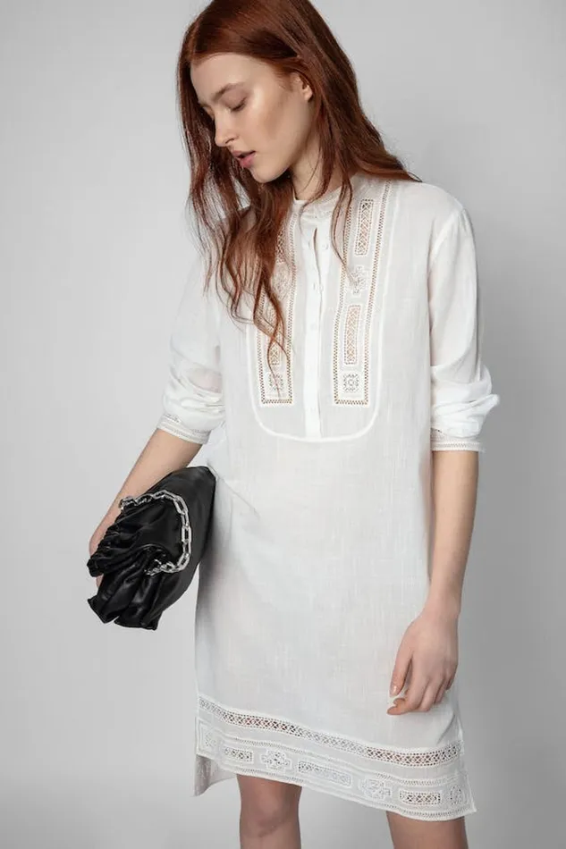 Zadig and Voltaire Dresses REDDA COTTON DRESS WHITE 8211 Women Zadig and Voltaire Dresses REDDA COTTON DRESS WHITE 8211 Women