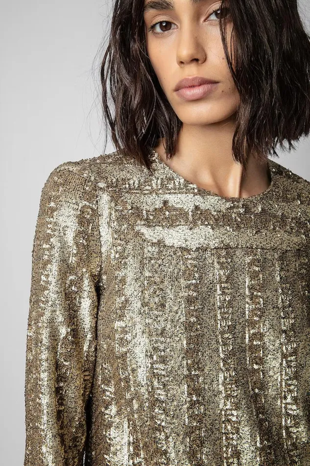 Zadig and Voltaire Dresses ROYSSE SEQUINS BRONZE 8211 Women Zadig and Voltaire Dresses ROYSSE SEQUINS BRONZE 8211 Women