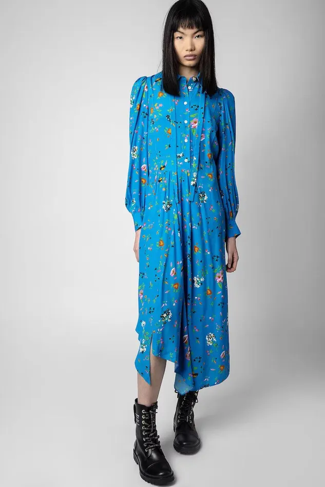 Zadig and Voltaire Dresses RUSELIA CREPE UMA AZUR 8211 Women