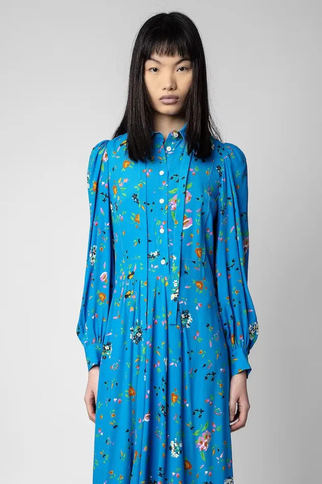Zadig and Voltaire Dresses RUSELIA CREPE UMA AZUR 8211 Women Zadig and Voltaire Dresses RUSELIA CREPE UMA AZUR 8211 Women