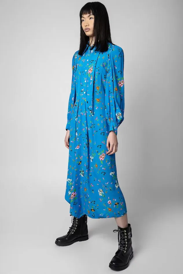 Zadig and Voltaire Dresses RUSELIA CREPE UMA AZUR 8211 Women Zadig and Voltaire Dresses RUSELIA CREPE UMA AZUR 8211 Women