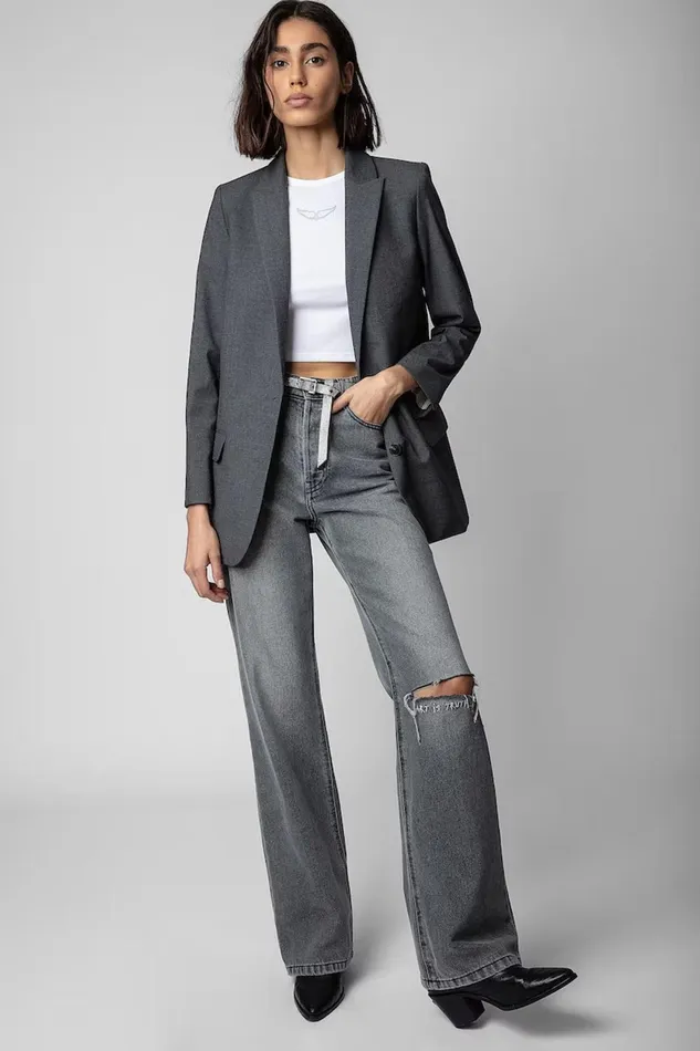 Zadig and Voltaire Jackets VIVA STRASS JKT GREY 8211 Women