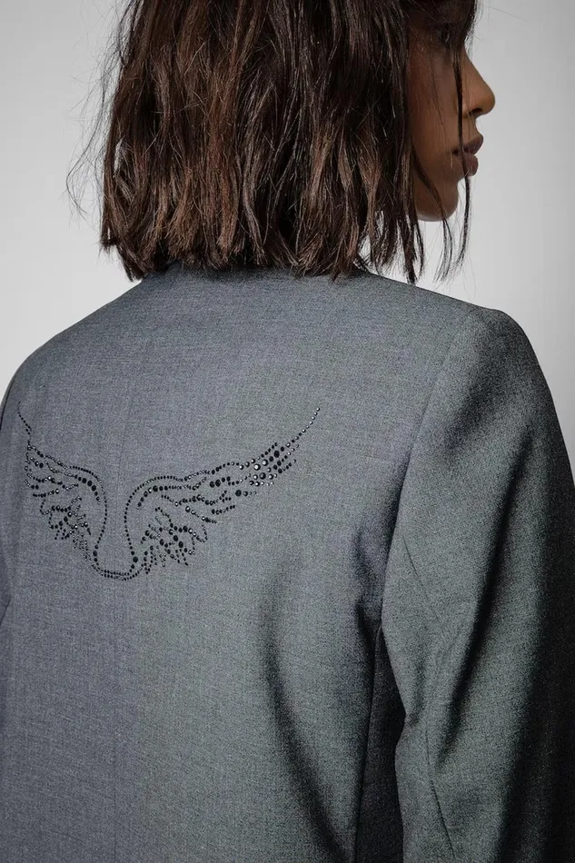 Zadig and Voltaire Jackets VIVA STRASS JKT GREY 8211 Women Zadig and Voltaire Jackets VIVA STRASS JKT GREY 8211 Women