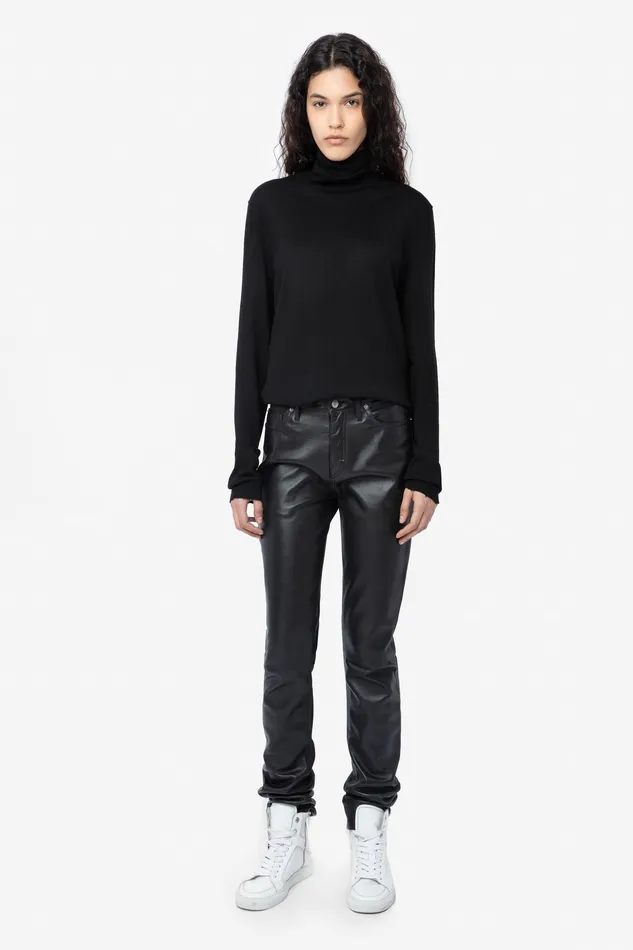 Zadig and Voltaire Pants DAVID LEATHER BLACK 8211 Women