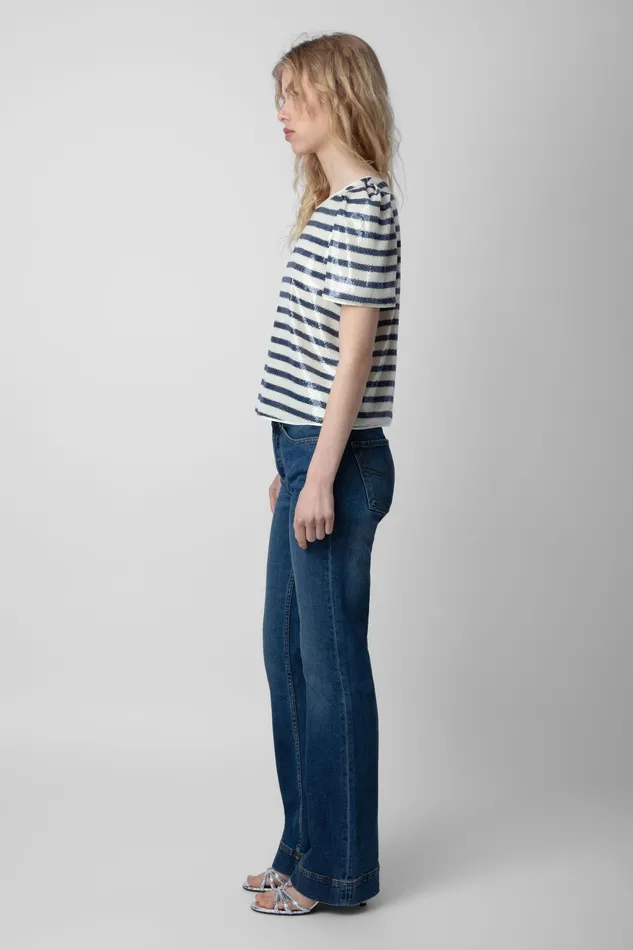 Zadig and Voltaire Shirts and Tops TCHAO SEQUIN BLUEWHITE 8211 Women Zadig and Voltaire Shirts and Tops TCHAO SEQUIN BLUEWHITE 8211 Women