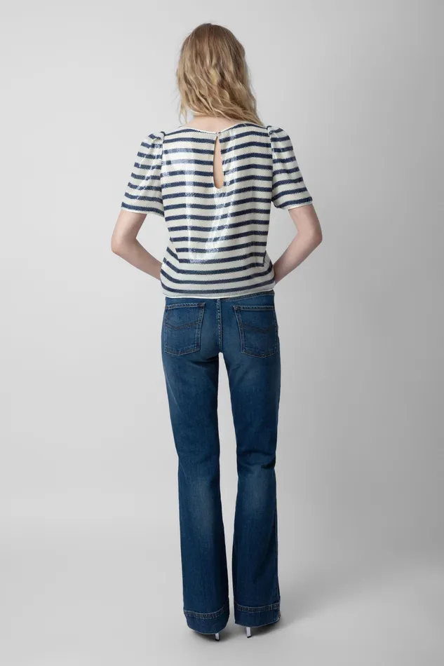 Zadig and Voltaire Shirts and Tops TCHAO SEQUIN BLUEWHITE 8211 Women Zadig and Voltaire Shirts and Tops TCHAO SEQUIN BLUEWHITE 8211 Women
