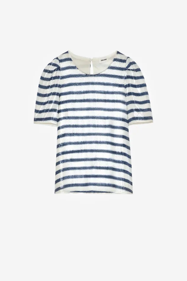 Zadig and Voltaire Shirts and Tops TCHAO SEQUIN BLUEWHITE 8211 Women Zadig and Voltaire Shirts and Tops TCHAO SEQUIN BLUEWHITE 8211 Women