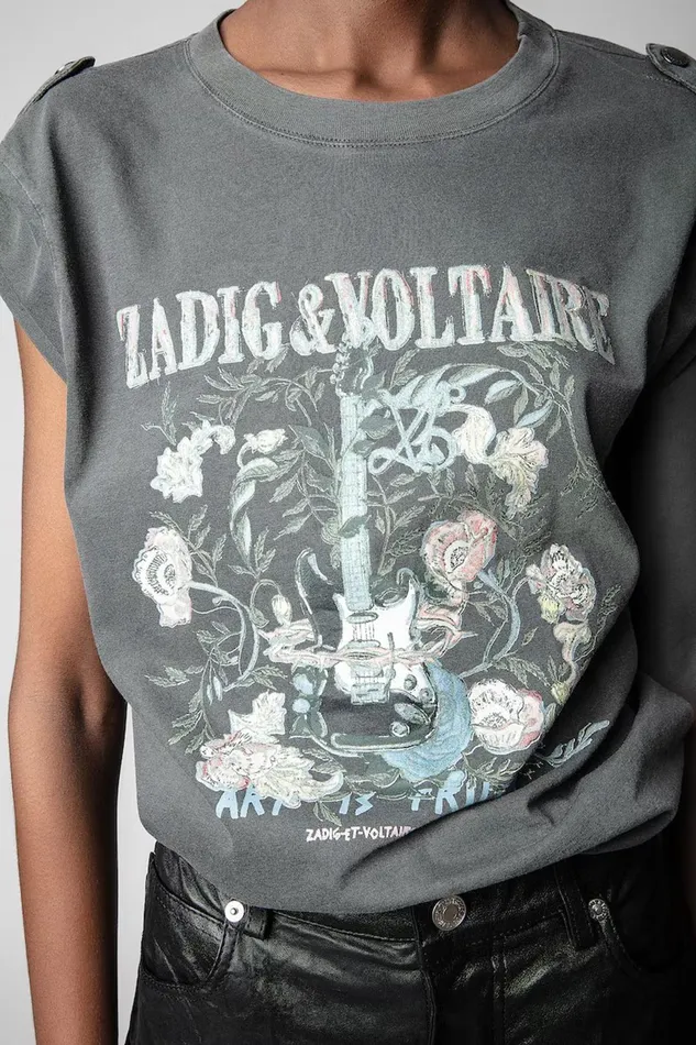 Zadig and Voltaire TShirts DONA GUITAR WASHED BLACK 8211 Women Zadig and Voltaire TShirts DONA GUITAR WASHED BLACK 8211 Women